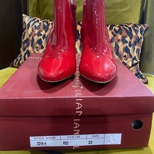 Red Pantent Leather Heel Boots